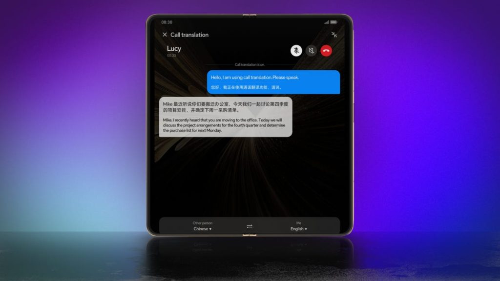 Honor Magic V5 screen showing translation
