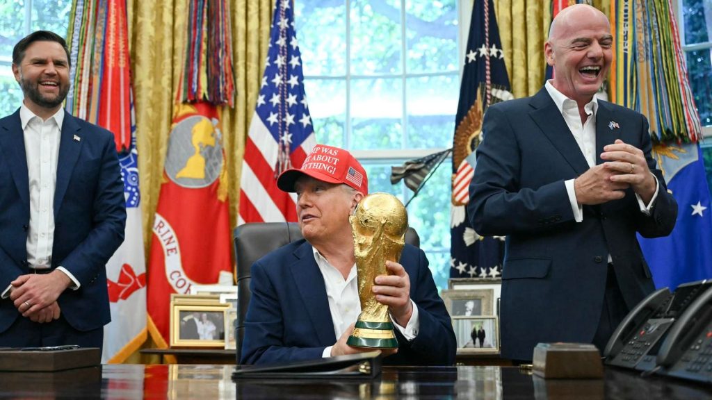President Trump Dictates 2026 FIFA World Cup Draw As Infantino Looks On