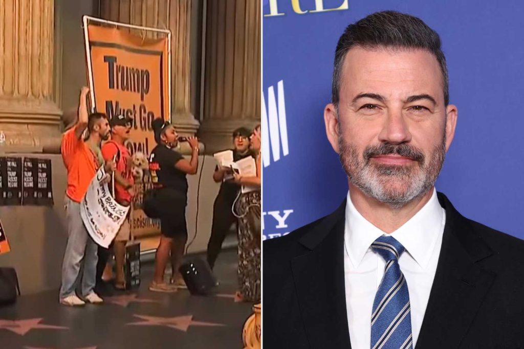 Protesters gather outside of 'Jimmy Kimmel Live' studio to oppose show's suspension