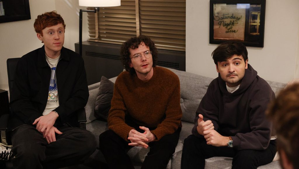 Saturday Night Live - Season 50 (l-r) Ben Marshall, Martin Herlihy, and John Higgins