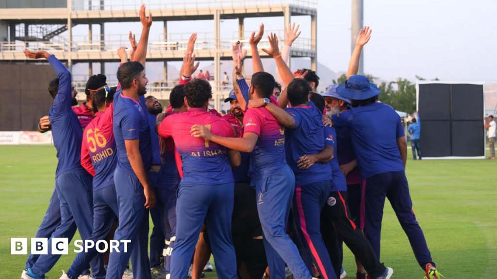 UAE players celebrate reaching the T20 World Cup